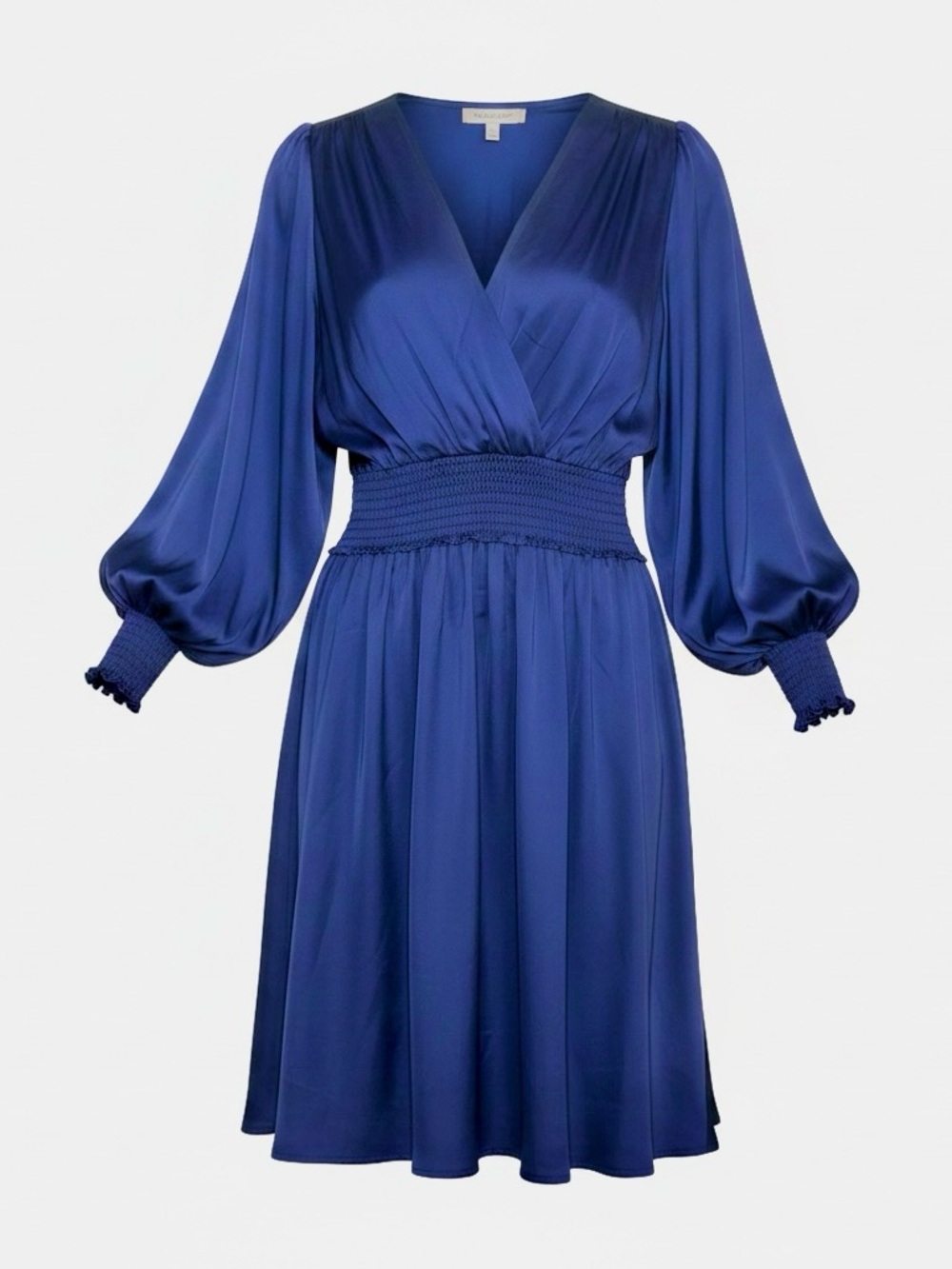 NWT Satin Purple Smocked Waist V-Neck Long Sleeve Dress XL